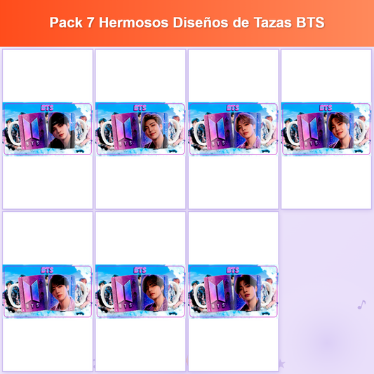 Pack 7 Hermosos Diseños de Tazas BTS